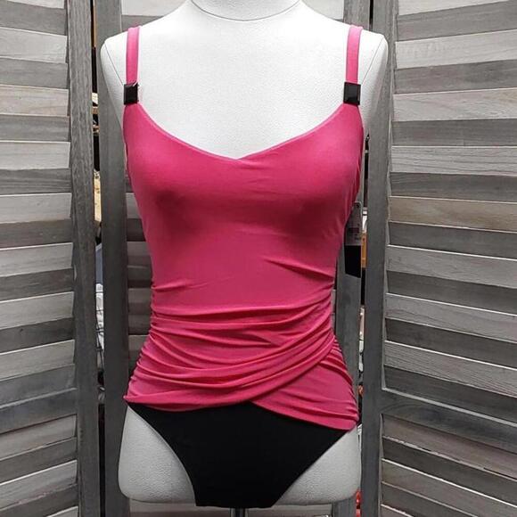 Pink and Black One piece Swimsuit | Aqua Green | Medium - Picture 1 of 11
